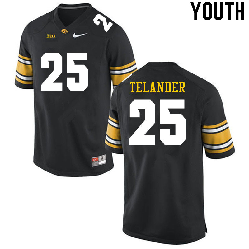 Youth #25 Kelby Telander Iowa Hawkeyes College Football Jerseys Sale-Black